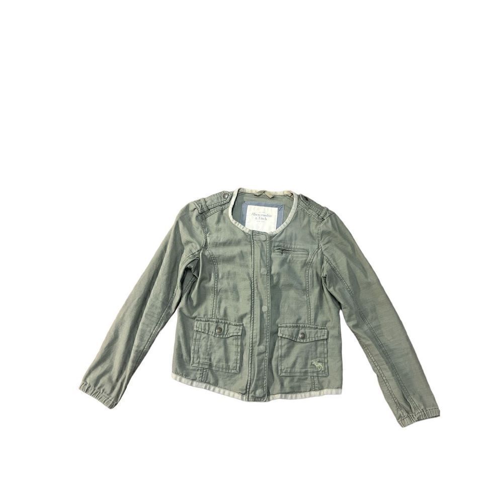 Abercrombie & Fitch military style olive green snap button size small jacket